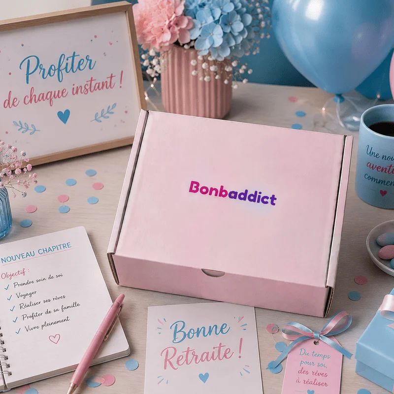Box bonbon bleu et rose
